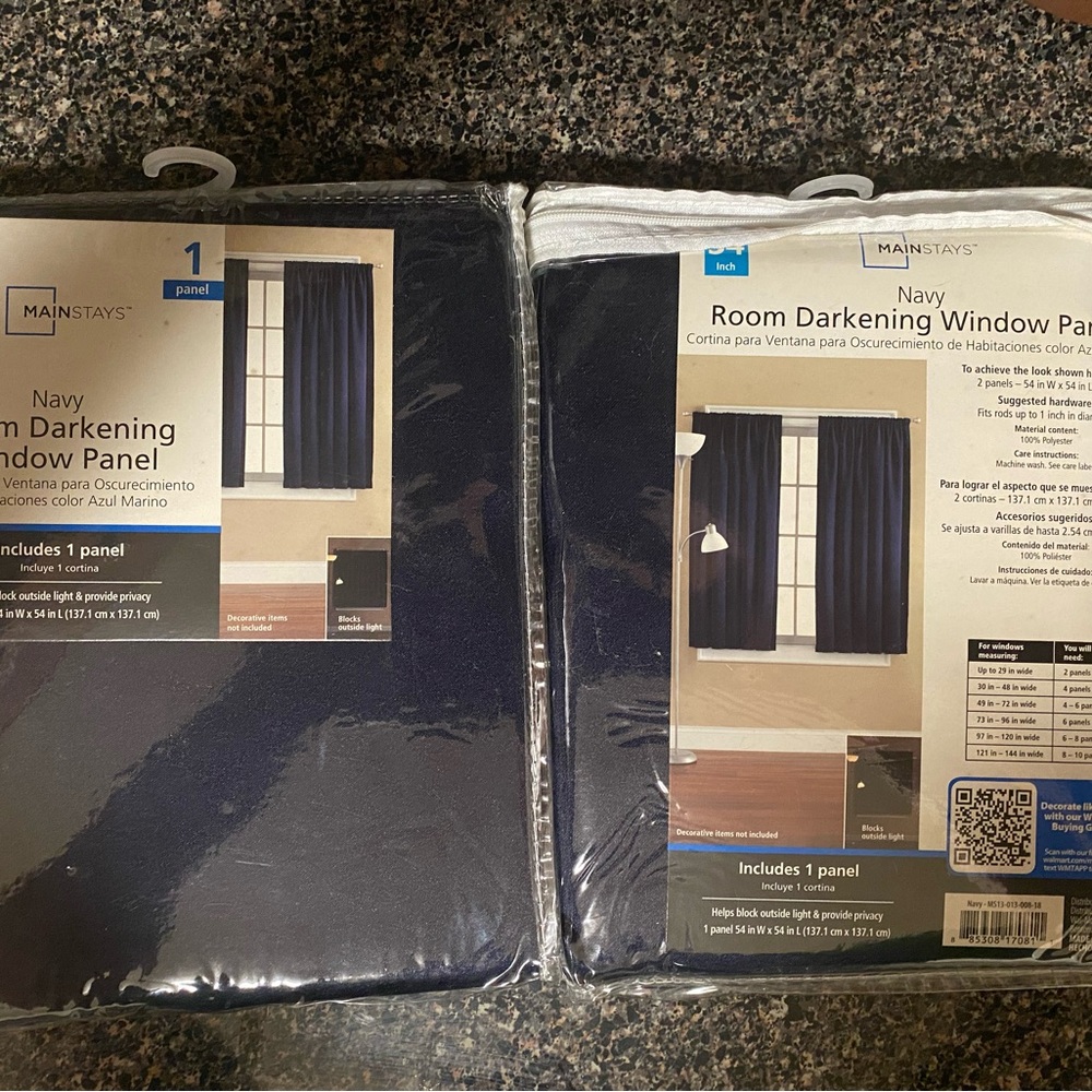 Mainstays Navy Darkening Curtain Panel